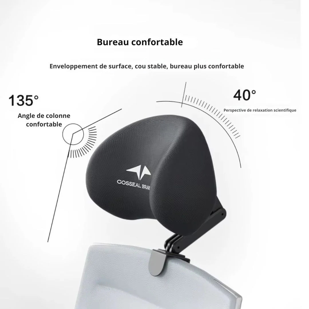 Appui-tête Réglable Ergonomique pour Chaise de Bureau – Soutien Cervical et Lombaire Rétractable
