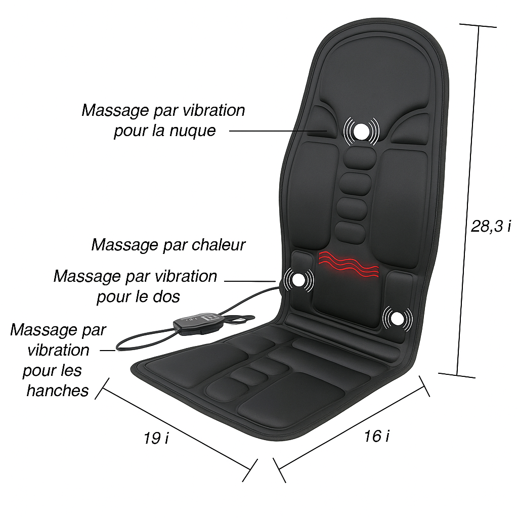 Coussin de Massage Chauffant – Soulagement du Dos & Détente Nomade
