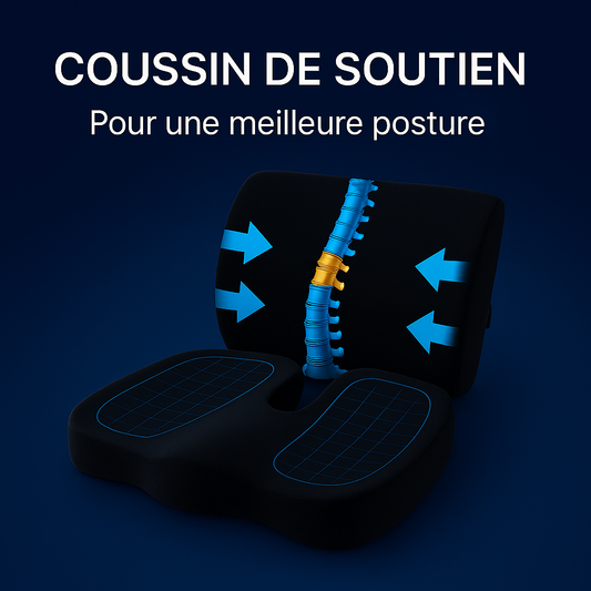 Coussin érgonomique Coccyx et soutien lombaire 2-en-1