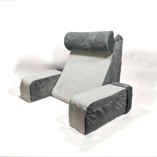 Oreiller de Lecture en Velours Corail - Soutien Confortable avec Accoudoirs